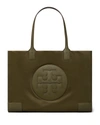 Tory Burch Ella Nylon Quadrant Top Handle Tote Bag In Leccio