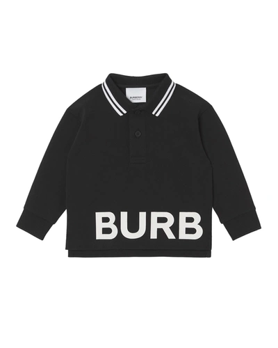 Burberry Kids' Boy's Jason Long-sleeve Polo Shirt, 6m-2 In Black