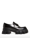 Prada Monolith Lug Sole Loafer In Nero