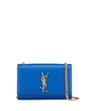 Saint Laurent Kate Small Ysl Monogram Grain De Poudre Crossbody Bag On Chain In Bleu Majorelle