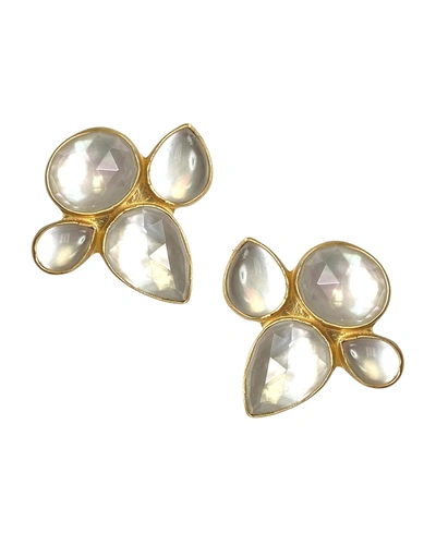 Dina Mackney Mosaic Earrings In Tonal White In Gold