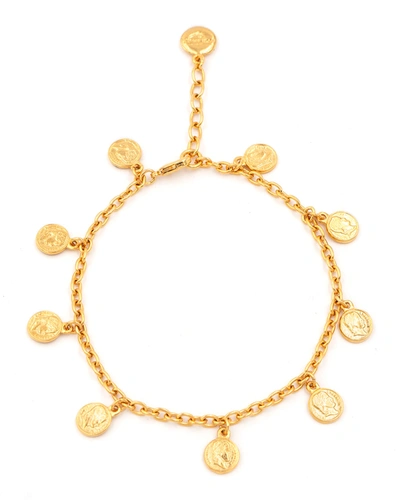 Ben-amun Small Coin Chain Ankle Bracelet In Gold