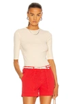 ROSETTA GETTY CROPPED SLEEVE T SHIRT,ROGT-WS53