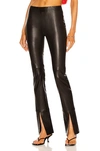 Rosetta Getty Skinny Split-cuff Lambskin Trousers In Black