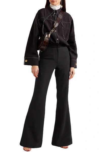 Rejina Pyo Ashley Wool-blend Cady Flared Trousers In Black