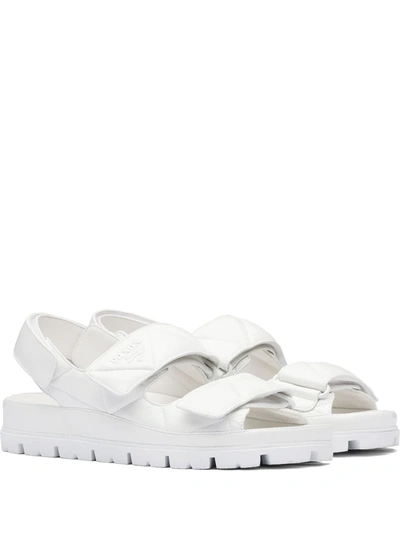 Prada Logo-strap Chunky Sandals In Weiss