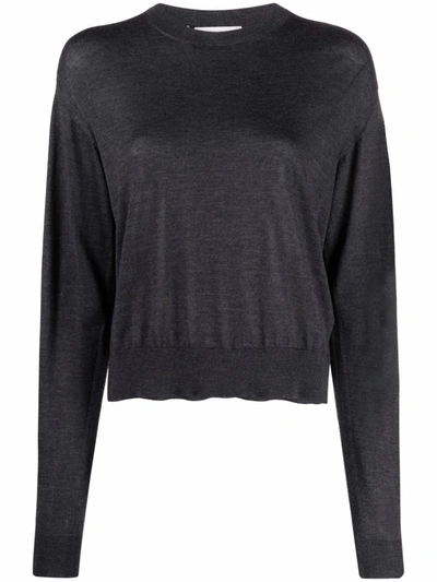 Jil Sander Ribbed-knit Long-sleeved Sweater In Grey
