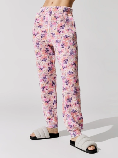 Loveshackfancy Clea Butterfly Print Waffle-knit Joggers In Mauve Sunset