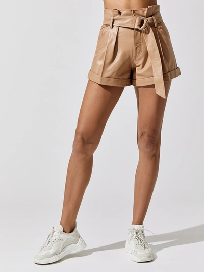 Marissa Webb Dixon Leather Paper Bag Shorts In Beige