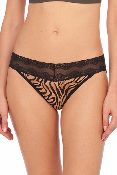 Natori Intimates Bliss Perfection Soft & Stretchy V-kini Panty Underwear In Caramel Zebra Print