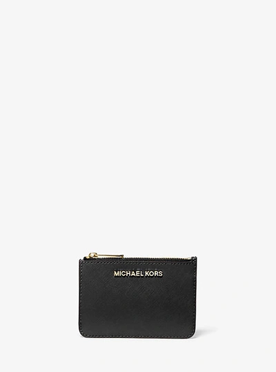 Michael Kors Jet Set Travel Small Saffiano Leather Coin Pouch In Black