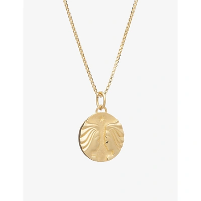 Rachel Jackson Zodiac Coin Gemini Short 22ct Gold-plated Sterling Silver Necklace In 22 Carat Gold Plated