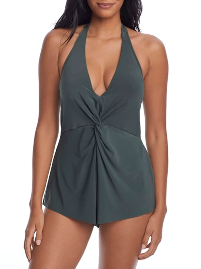 Magicsuit Theresa Plunge One-piece Romper In Military