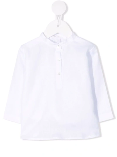 Mariella Ferrari Babies' Band-collar Linen Shirt In White