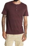 Threads 4 Thought Stripe Print Short Sleeve Henley In Maroon Rust