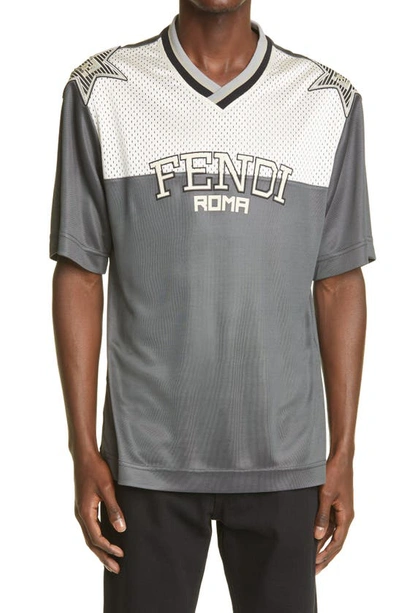 Fendi Mens Anthracite+sand Brand-appliqué Relaxed-fit Stretch