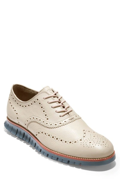 Cole Haan Zerogrand Wingtip Derby In Cement/ Ombre Blue