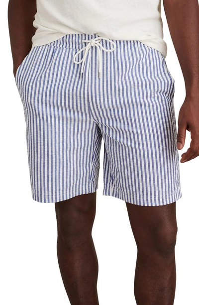 Alex Mill Saturday Striped Cotton-seersucker Drawstring Shorts In Blue/ White