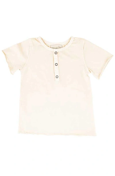 Miki Miette Kids' Pauli Short Sleeve Henley In Off White