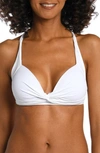La Blanca Keyhole Banded Bikini Top In White
