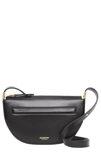 Burberry Olympia Mini Zip Leather Shoulder Bag In Black