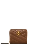 Tory Burch Kira Chevron Quilted Bifold Wallet In Fudge / Rolled Brass