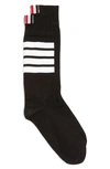 Thom Browne 4-bar Cotton Blend Mid Calf Socks In Black