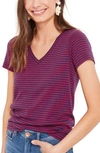 Vineyard Vines Simple Stripe V-neck T-shirt In Deep Bay/ Red