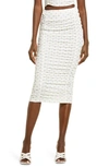 Afrm Venice Ruched Skirt In Blanc/ Nude Polka Dot