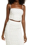 Afrm Capri Crop Camisole In Blanc/ Nude Polka Dot