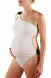 Cache Coeur Maternity Bayside One-piece Cutout Swimsuit In Pearl