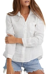 Bella Dahl Garment Dyed Linen Button-up Shirt In White