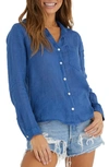 Bella Dahl Garment Dyed Linen Button-up Shirt In Mayan Blue