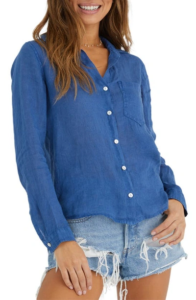 Bella Dahl Garment Dyed Linen Button-up Shirt In Mayan Blue