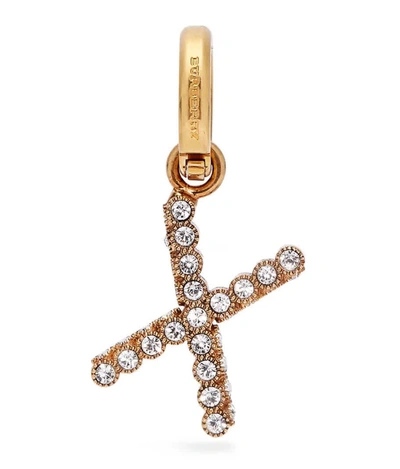 Burberry Ladies Gold X Crystal-embellished Letter Charm In Brass / Crystal