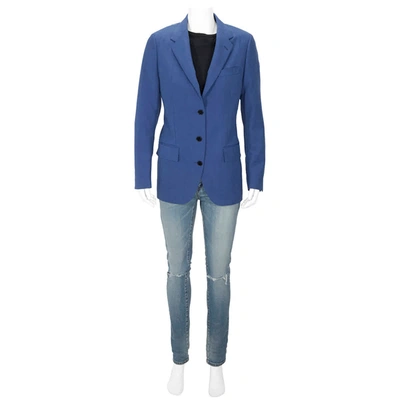 Burberry Ladies Laneham Wool Blend Blazer, Brand Size 4 (us Size 2) In Blue