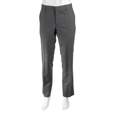 Burberry Classic Fit Pinstriped Wool Tailored Trousers, Brand Size 50 (waist Size 34.3'') In Grey