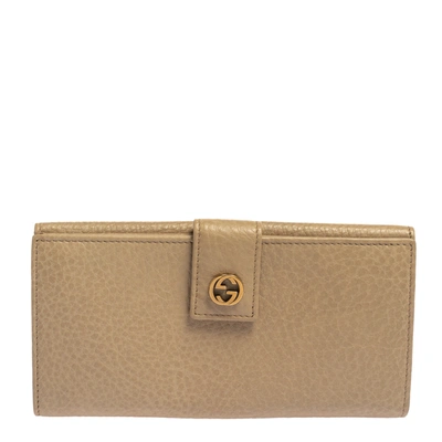 Pre-owned Gucci Beige Leather Interlocking G Continental Wallet