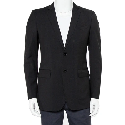 Pre-owned Burberry Black Wool Button Front Blazer M