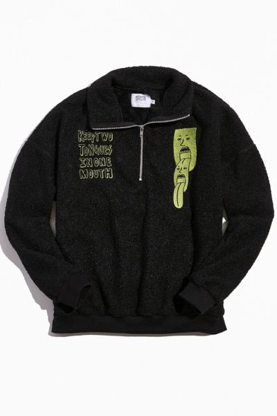 The Art Of Scribble Tongue Quarter-zip Sweatshirt In Black