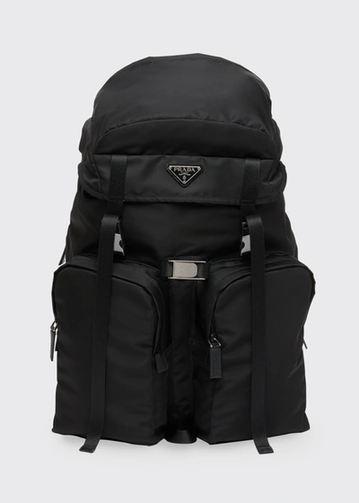 Prada Re-nylon Multi-pocket Backpack In Nero