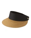 Eric Javits Champ Woven Visor In Natural/black