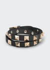 Valentino Garavani Rockstud Leather Double Wrap Bracelet In Nero