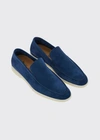 Loro Piana Men's Summer Walk Suede Loafers In Blue