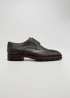CHRISTIAN LOUBOUTIN MEN'S LAURLAF BROGUE LEATHER RED SOLE DERBY SHOES,PROD162870155