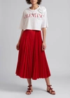 Valentino Logo-print Blossom-detail Cropped T-shirt In White/red