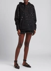 VALENTINO SEQUINED V-LOGO EMBROIDERED HOODIE,PROD163920087