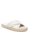 Vince Selene Leather Crosscross Espadrille Slide Sandals In Off White