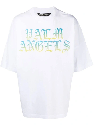 Palm Angels Blue & Yellow Gradient Logo Oversize T-shirt