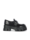 PRADA MONOLITH LOAFERS WITH APPLICATION